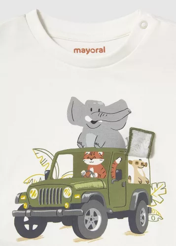 Mayoral ekrü színű Safari mintás fiú rövid ujjú felső