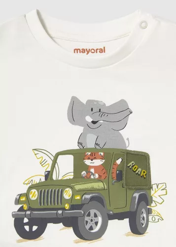 Mayoral ekrü színű Safari mintás fiú rövid ujjú felső