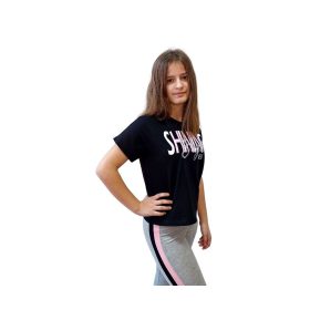 Chipi Chips fekete rövid ujjú crop póló