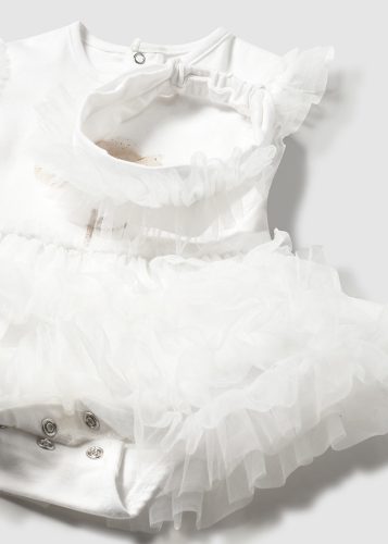 Mayoral fehér tüllös ruha és fejpánt lány szett