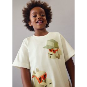 Mayoral krém színű mintás pamut fiú póló