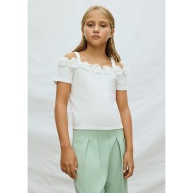 Mayoral törtfehér virágos lány rövid ujjú felső
