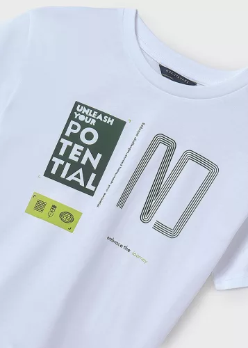 Mayoral 100% pamut fehér rövid ujjú fiú póló