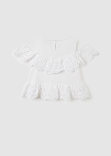 Mayoral fehér hímzett motívumokkal díszített felső lányoknak 