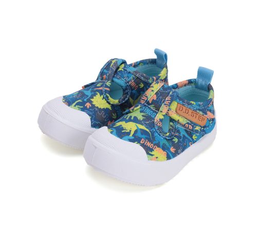 D.D.Step dinó mintás tépőzáras fiú vászoncipő