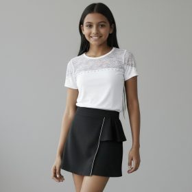 Chipi Chipi fehér rövid ujjú csipkés köves felső