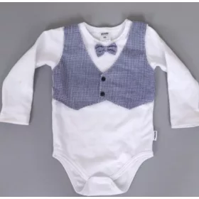 Fehér hosszú ujjú body kék mellénnyel 