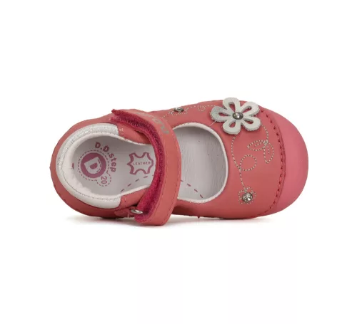 D.D.step pink virágos bőr balerina lány cipő