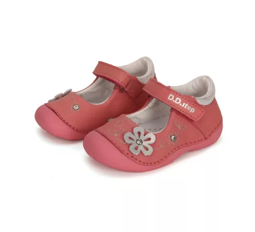 D.D.step pink virágos bőr balerina lány cipő