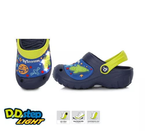 D.D.step LED-es sötétkék fiú gumi papucs