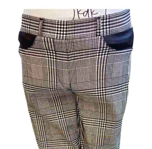 Fekete fehér kockás rugalmas lány nadrág