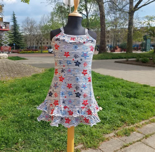 Nyári pántos pamut tengeri csillag mintás lány ruha