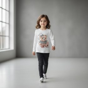 Maci mintás hosszú ujjú lány felső