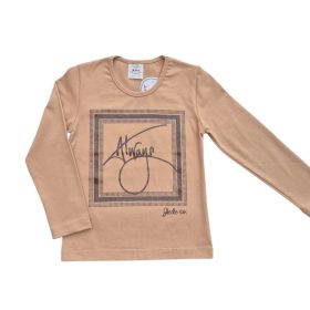 Barna színű csillogó mintás lány hosszú ujjú felső