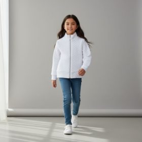 Fehér steppelt mintás lány kardigán