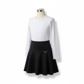 Apró pöttyös elejű hosszú ujjú lány fehér felső