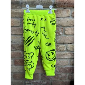 Neonzöld színű mintás fiú nadrág 