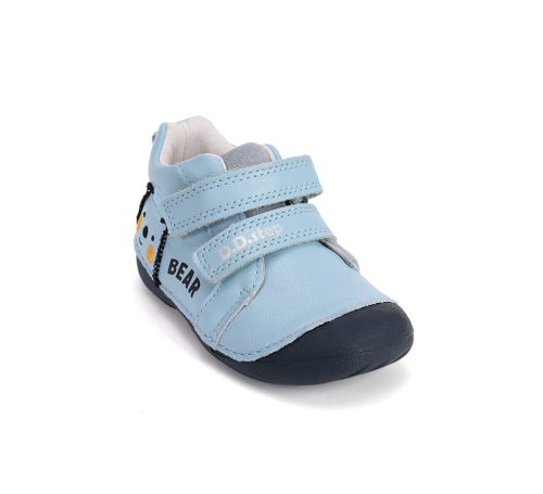 D.D.Step világoskék maci mintás fiú bőr cipő