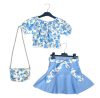 Kék virág mintás gyerekruha táskával 