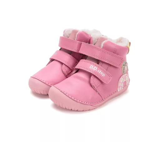 D.D.Step rózsaszín barefoot lány szőrmés bakancs